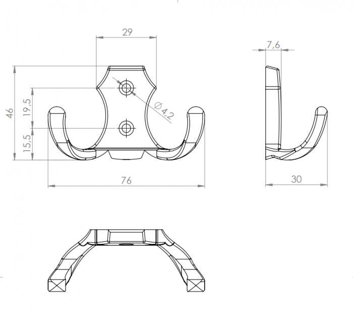 Agățătoarea pentru cuier Lugo Hook  76 x 46 mm [3]
