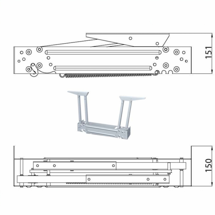 Mecanism masă rabatabilă h 400 mm transformabil h 740 mm (cu blocaj) [7]
