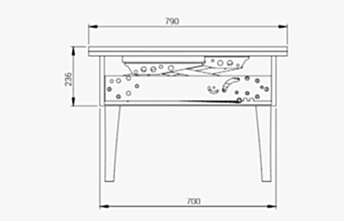 Mecanism masă rabatabilă h 400 mm transformabil h 740 mm (cu blocaj) [6]