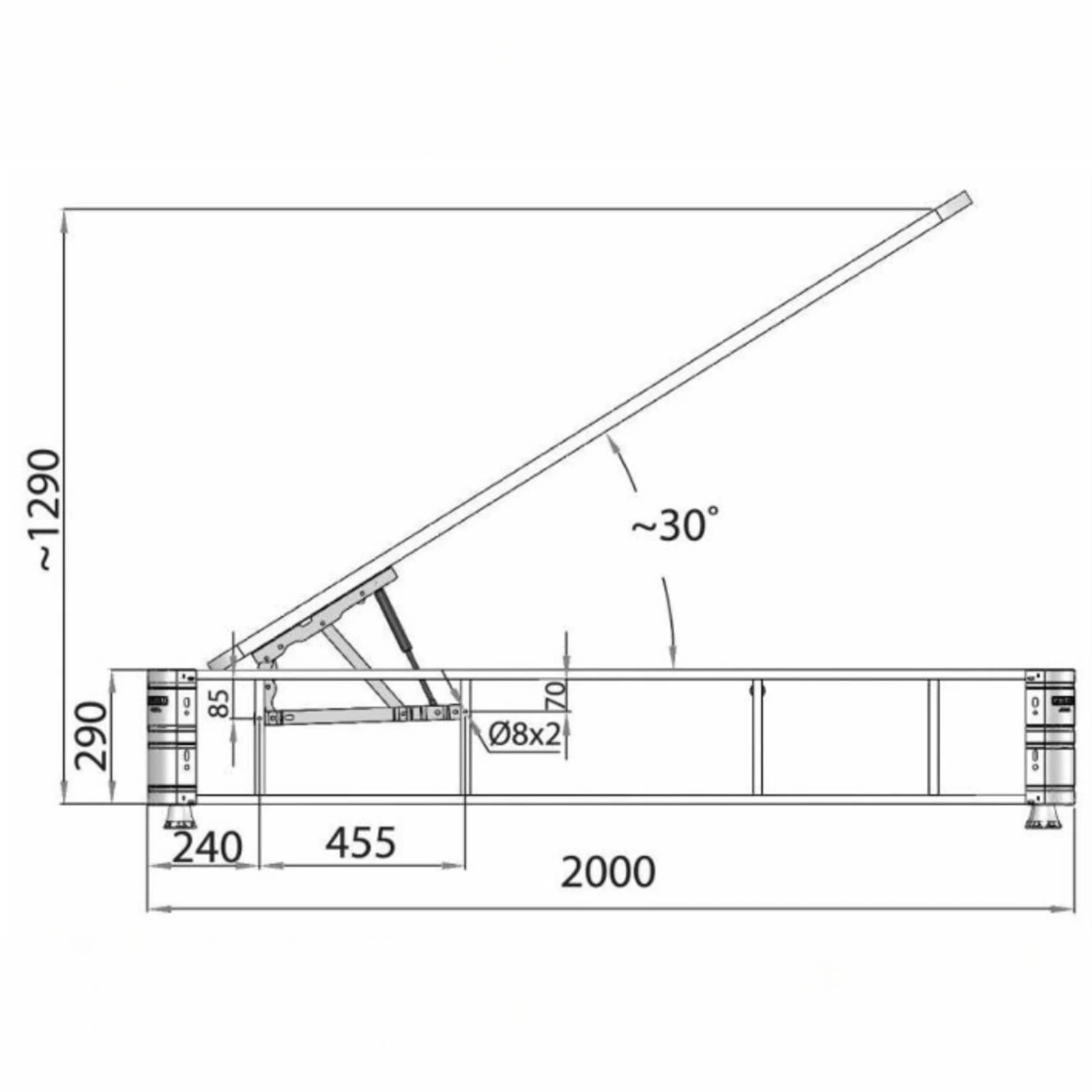 Mecanism piston gaz (cu blocare) VG ridicare pat rabatabil 30° acces ladă depozitare [4]