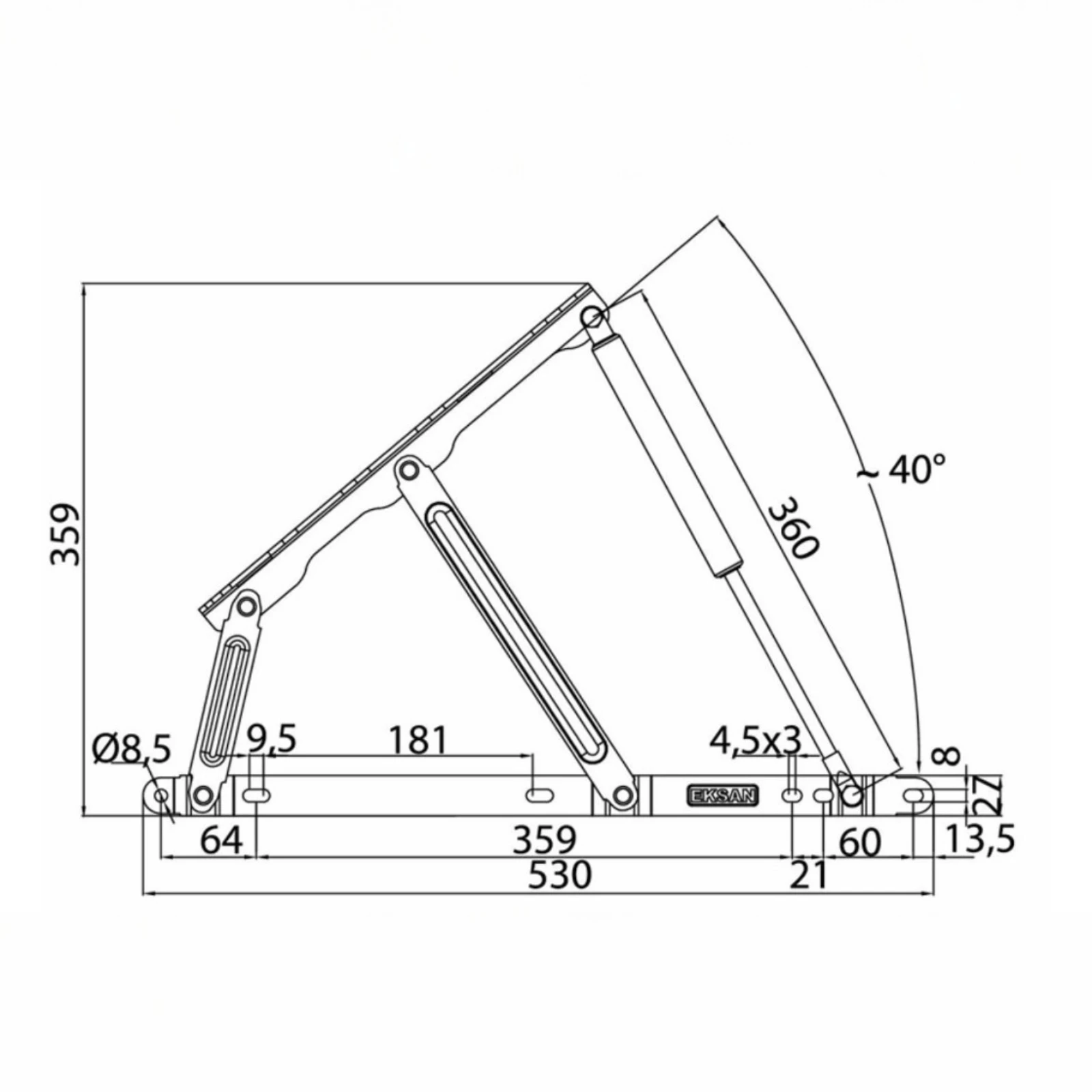 Mecanism piston gaz VG ridicare pat rabatabil 40° acces ladă depozitare [3]