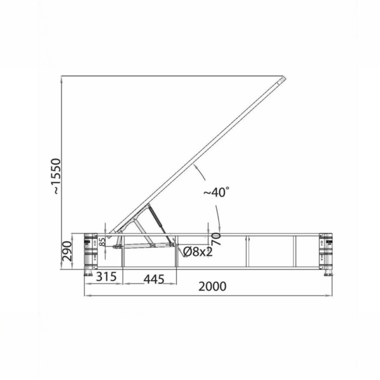 Mecanism piston gaz VG ridicare pat rabatabil 40° acces ladă depozitare [5]