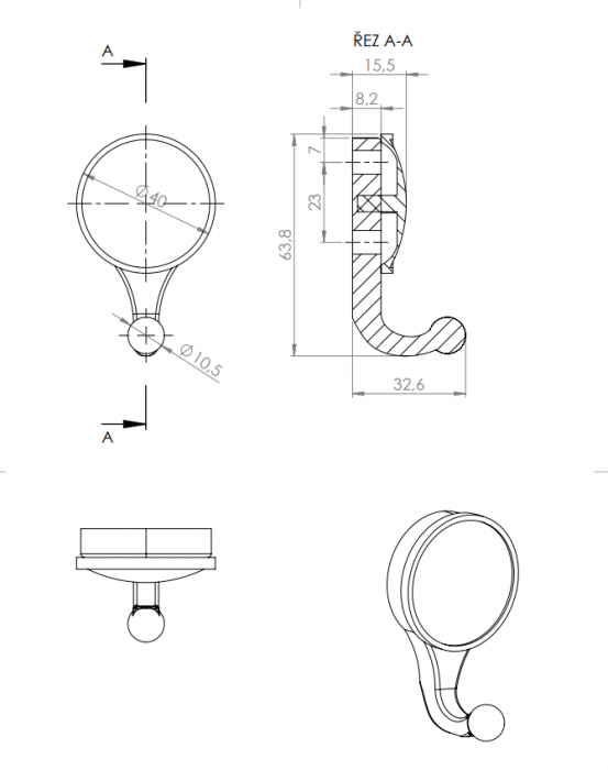Agățătoarea pentru cuier Murero Hook 40 x 63 mm [4]