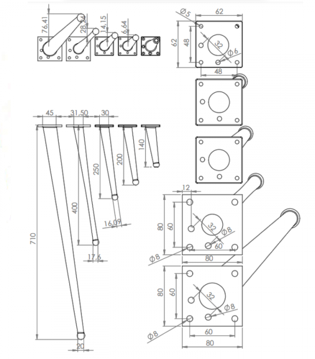 Picior Bone finisaj Negru mat [2]