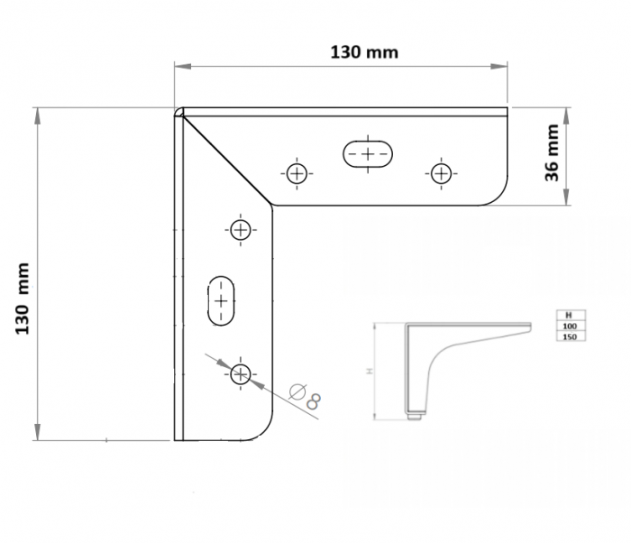Picior mobilier Corner Star VG h 100 mm [2]