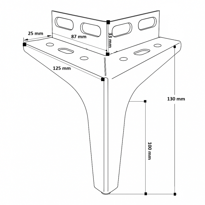 Picior mobilier Corner VG h 130 mm [2]