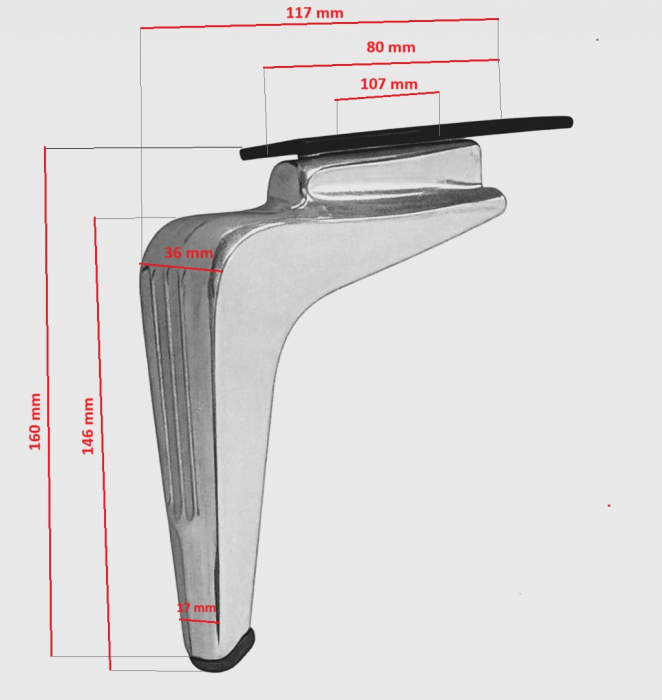 Picior mobilier  Evo Lux VG h 160 mm [2]