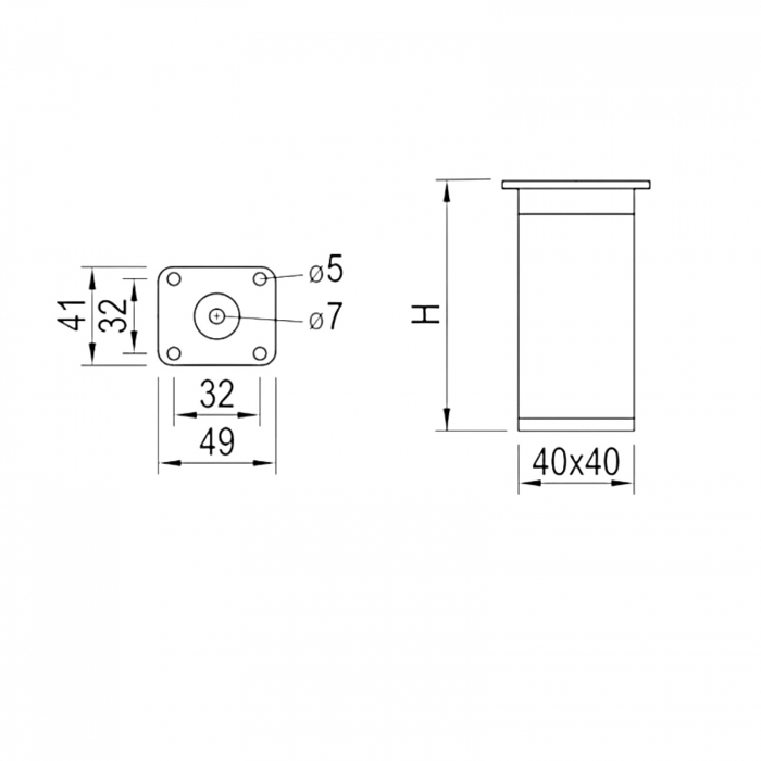 Picior mobilier FA009 h 150mm [2]