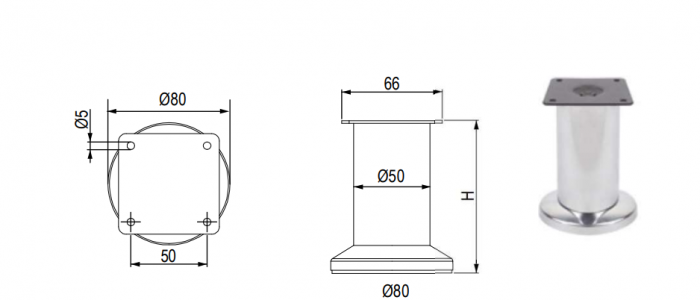 Picior mobilier FS001 finisaj Crom lucios [2]