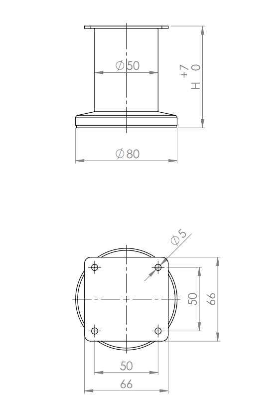 Picior mobilier FS001 finisaj Oțel [2]