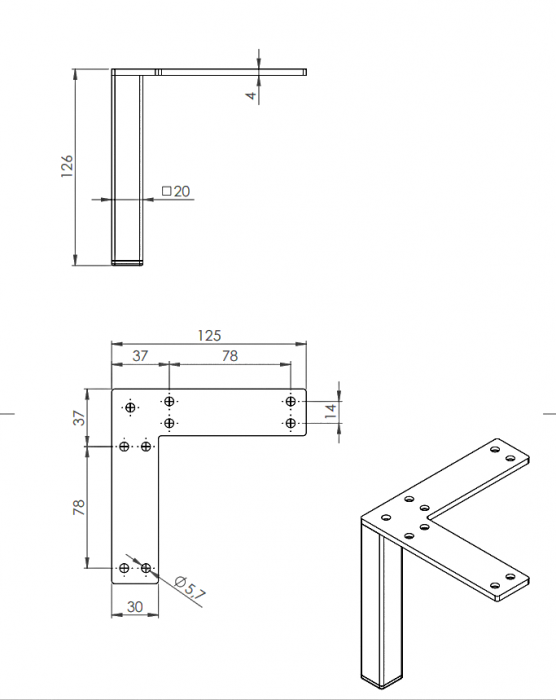 Picior mobilier FS013 h 126mm [2]