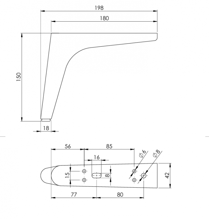 Picior mobilier FS019 h 150mm [2]