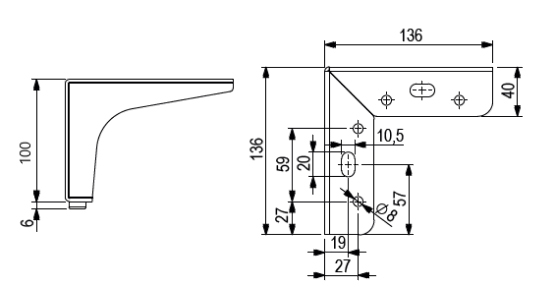 Picior mobilier S71 h 100 mm - finisaj oțel [3]