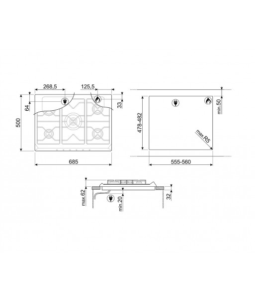 Plita gaz incorporabila SRV876 A/POGH - 70 cm [5]