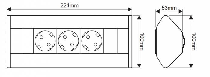 Sistemul Corner Box cu 3 prize Schuko [2]
