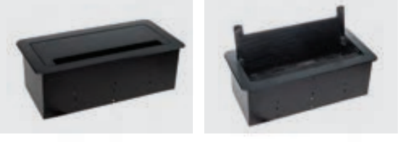 Sistemul  încorporabil Desk Inbox cu 2 prize Schuko, 1 port încărcător HDMI, 1 port încărcător RJ45, 1 port încărcător USB tip A [9]