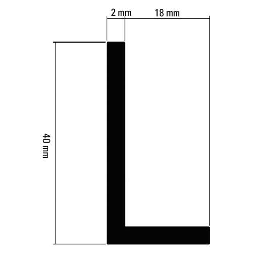 Profil aluminiu tip "L " - 40 x 20mm,  Negru mat [2]