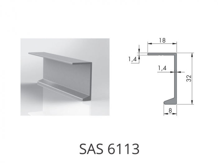 Profil mâner  SAS 6113 din aluminiu - pentru fronturi [2]