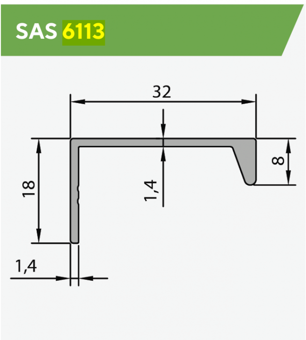 Profil mâner  SAS 6113 din aluminiu - pentru fronturi [10]
