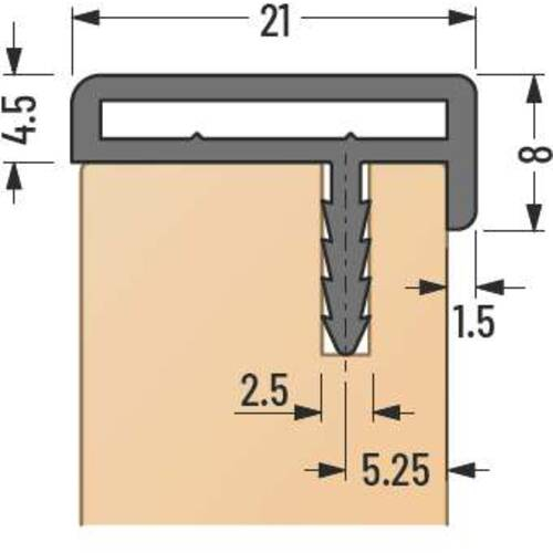 Profil de rame T-Bar, 21 mm - Argintiu mat [3]