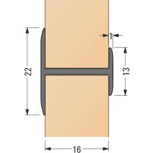 Profil tip "H" cu laturi inegale- plastic 16 mm [2]