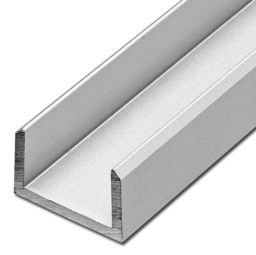 Profil aluminiu tip 'U'  -  laturi egale și margini teșite – Argintiu mat [2]