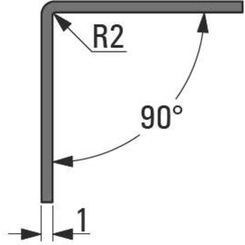 Profil unghiular INOX, 1 m – drept cu margine rotunjită [4]