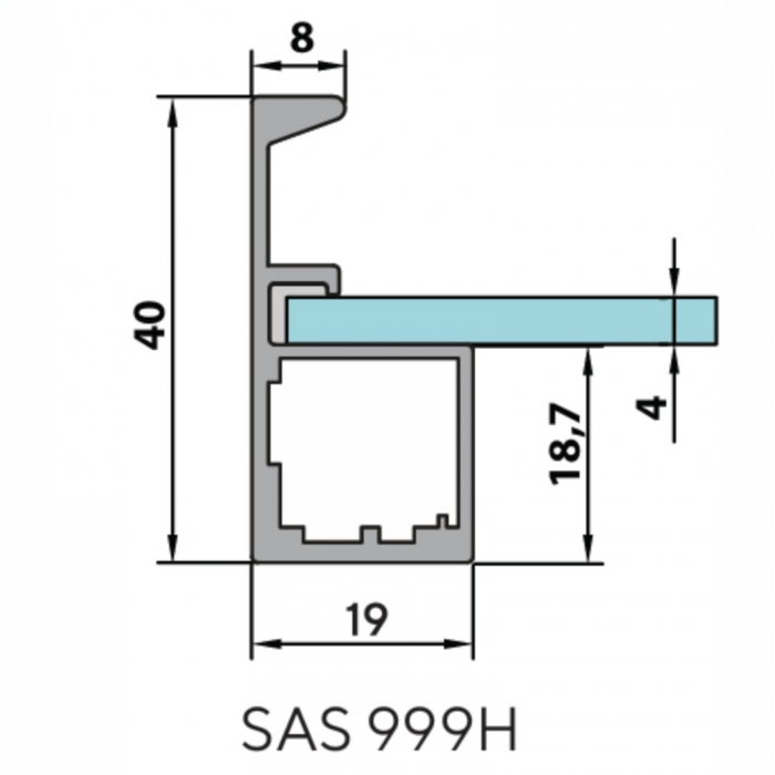 Ramă Profil îngust - Sas 999 H profil mâner finisaj Negru [3]