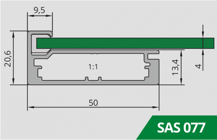 Ramă Profil lat - Sas 077 finisaj Aluminiu [2]
