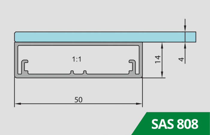 Ramă Profil lat - Sas 808 finisaj Aluminiu [2]