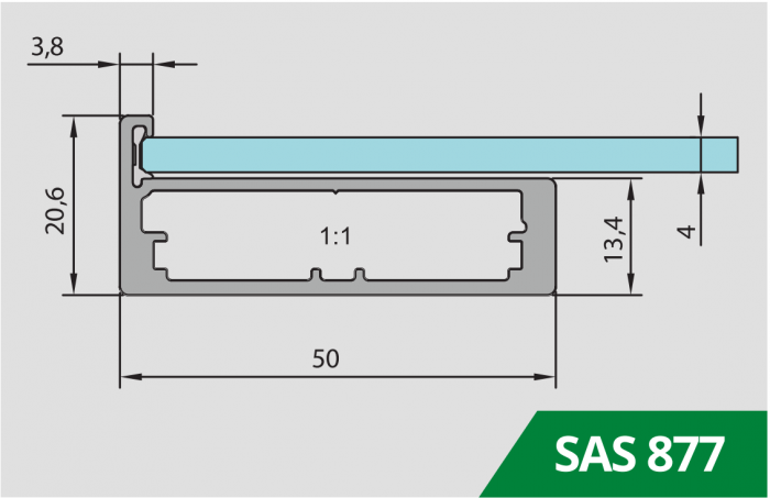 Ramă Profil lat - Sas 877 finisaj Aluminiu [3]