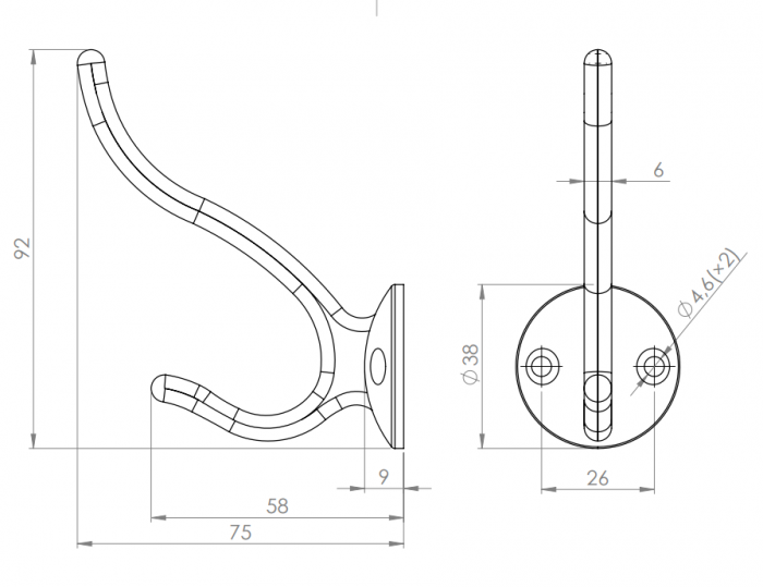 Agățătoarea pentru cuier Rapallo Hook [2]
