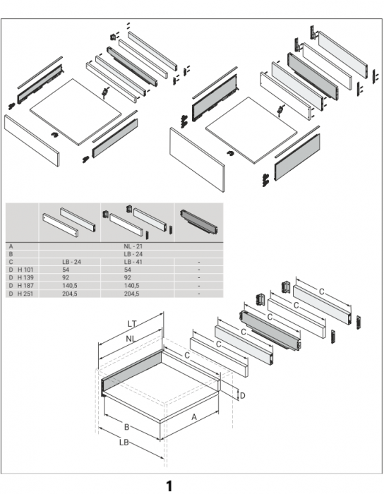 Sertar  AvanTech You laterale Metalice h 251 și Amortizare, marca Hettich [8]
