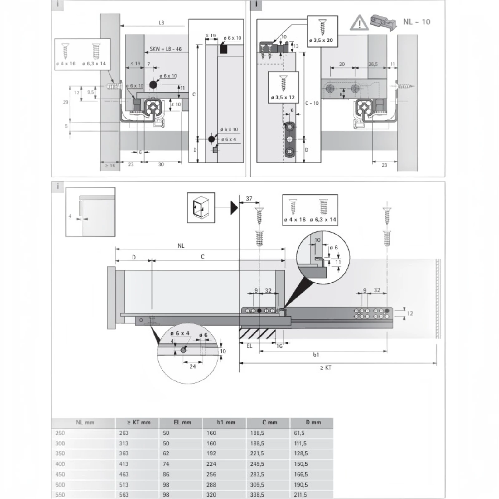 Set glisiere Quadro 25 cu Push to Open integrat, montaj cu PIN [3]