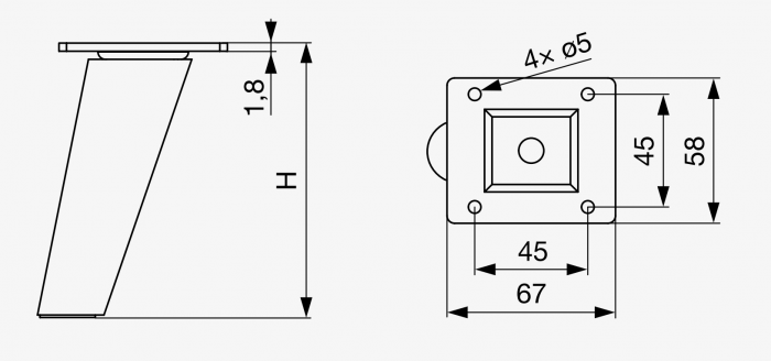 Set Picior lemn h 100  D45/D25 [2]