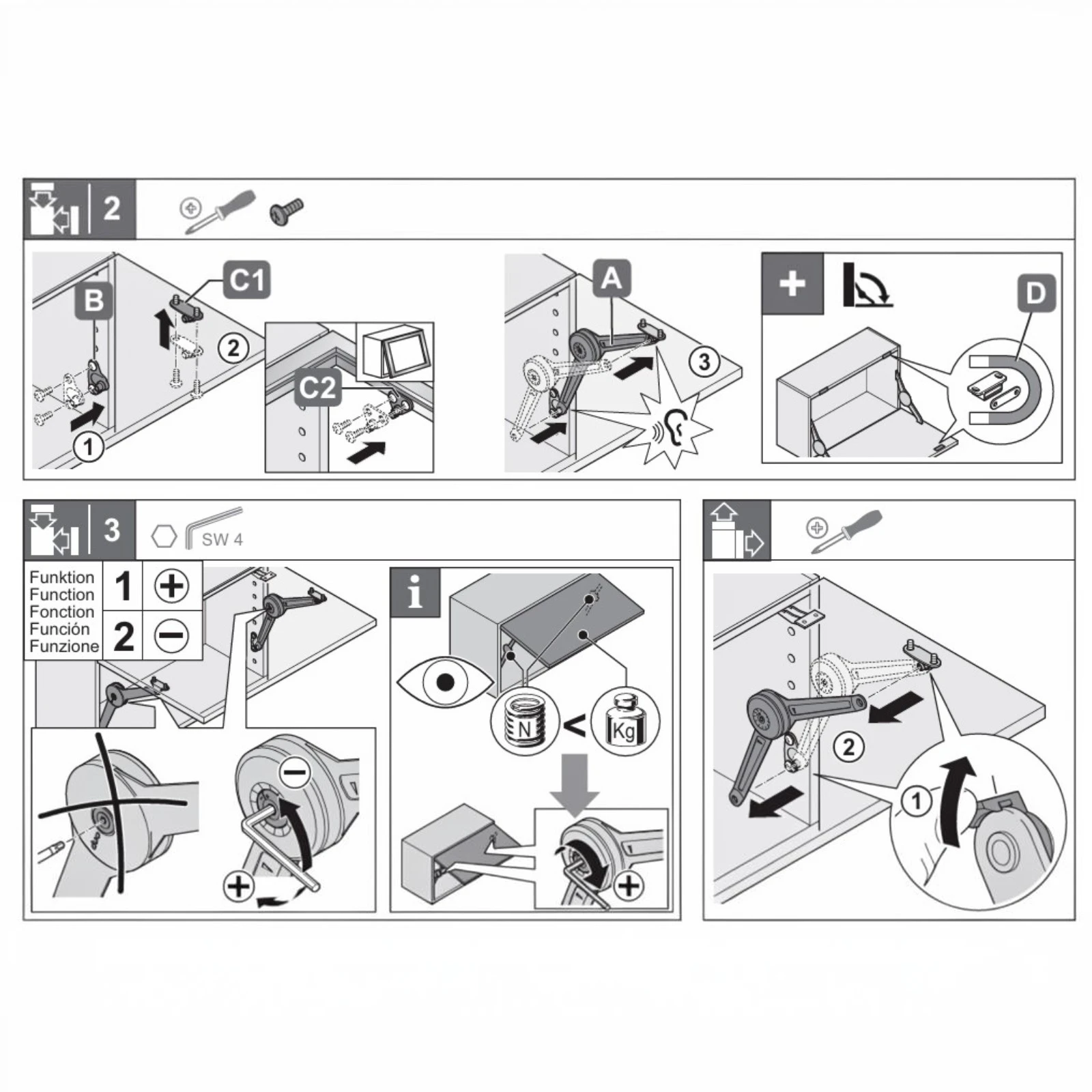 Set ridicare Kesser DUO pentru fronturi din lemn - 75°/90°/110° [5]