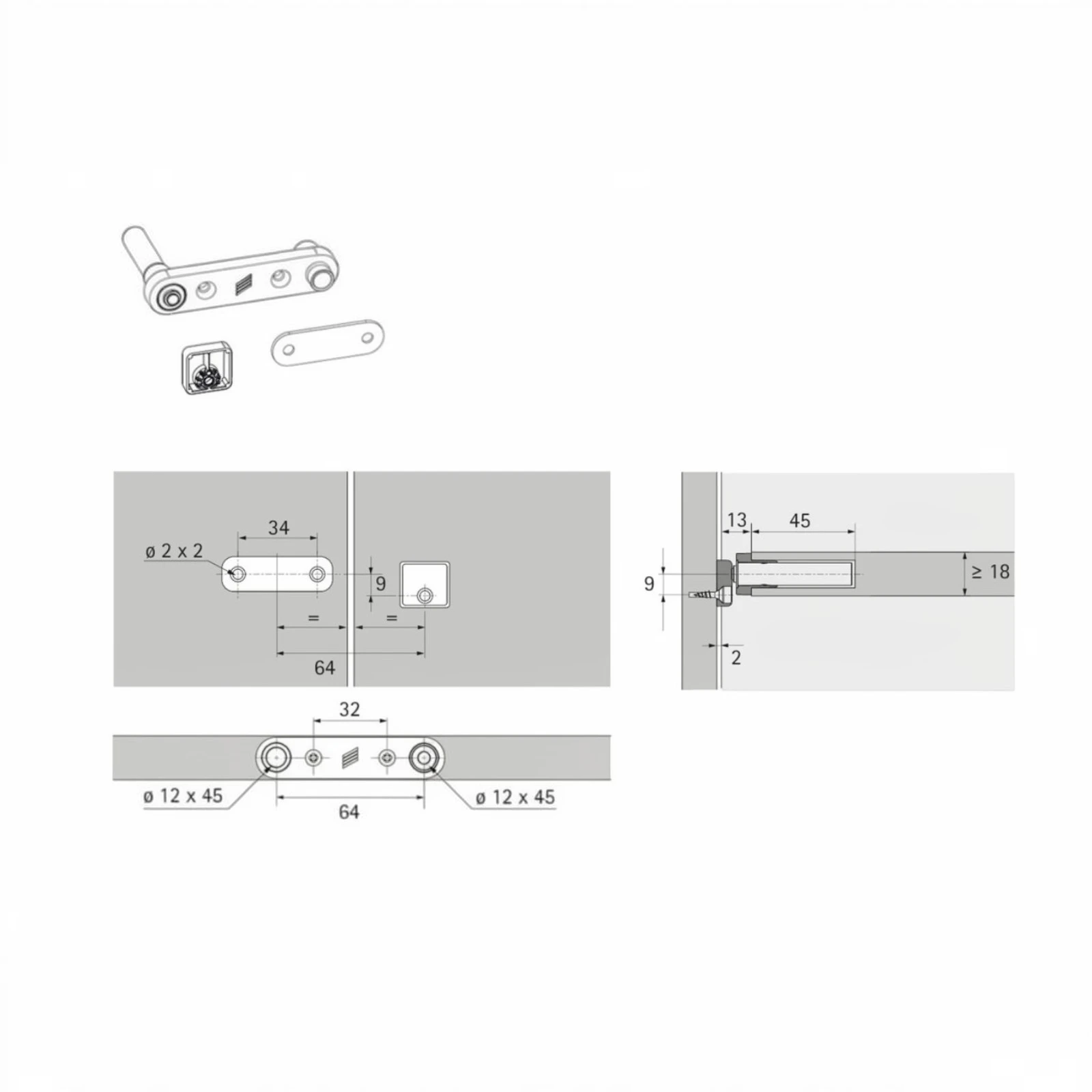 Set Stay closed pentru Push to move WingLine L, prindere magnet standard, gri [2]