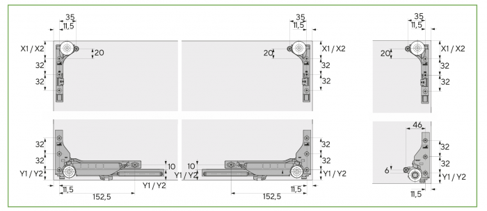  SlideLine M-Profil aluminiu 2 căi, uși încadrate [6]