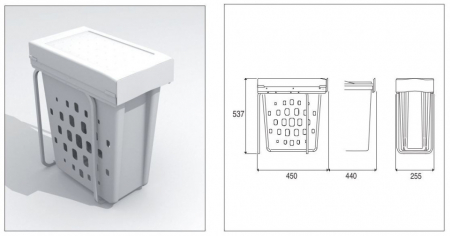 coș rufe extractabil 40 l,  plastic alb [2]
