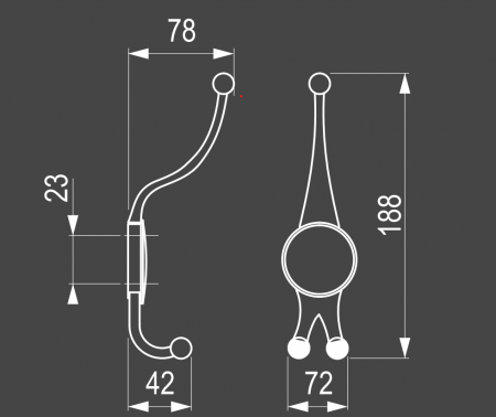 Agățătoarea pentru cuier Murero Hook 72 x 188 mm [3]