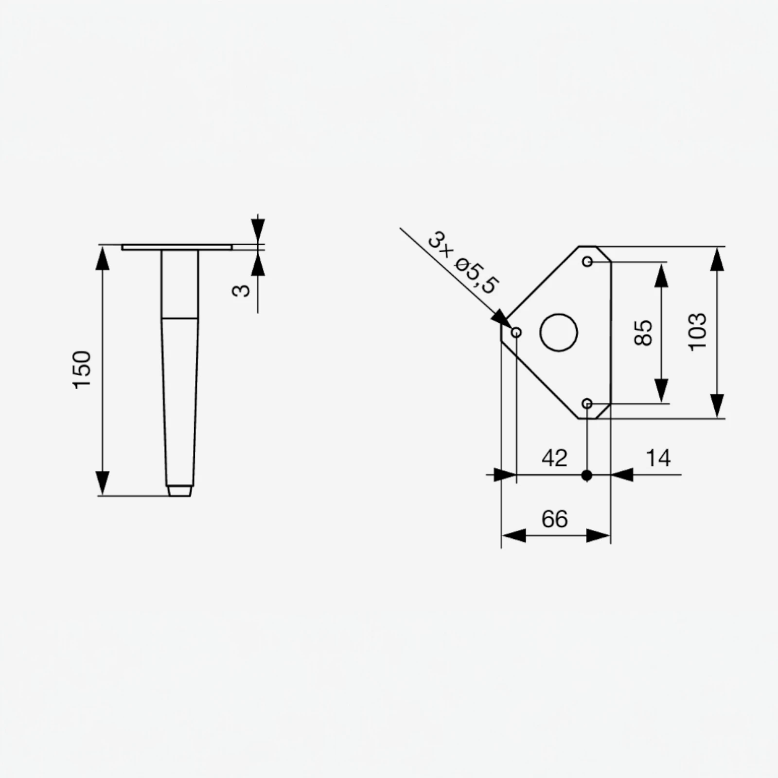 Picior Mobilier h 150 mm, auriu periat [1]