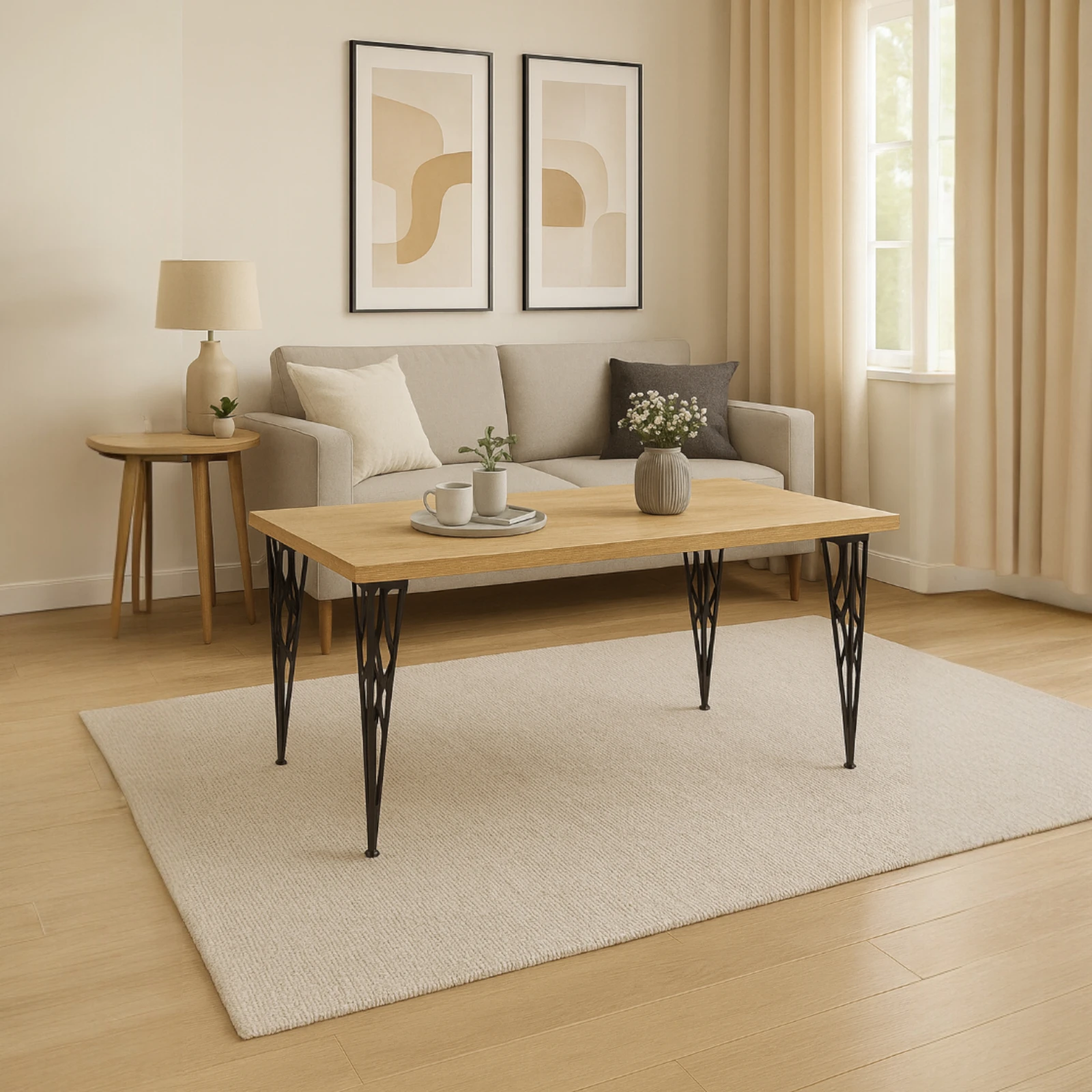 Picior metalic conic Laser-Cut h 720 mm – Negru Mat [1]