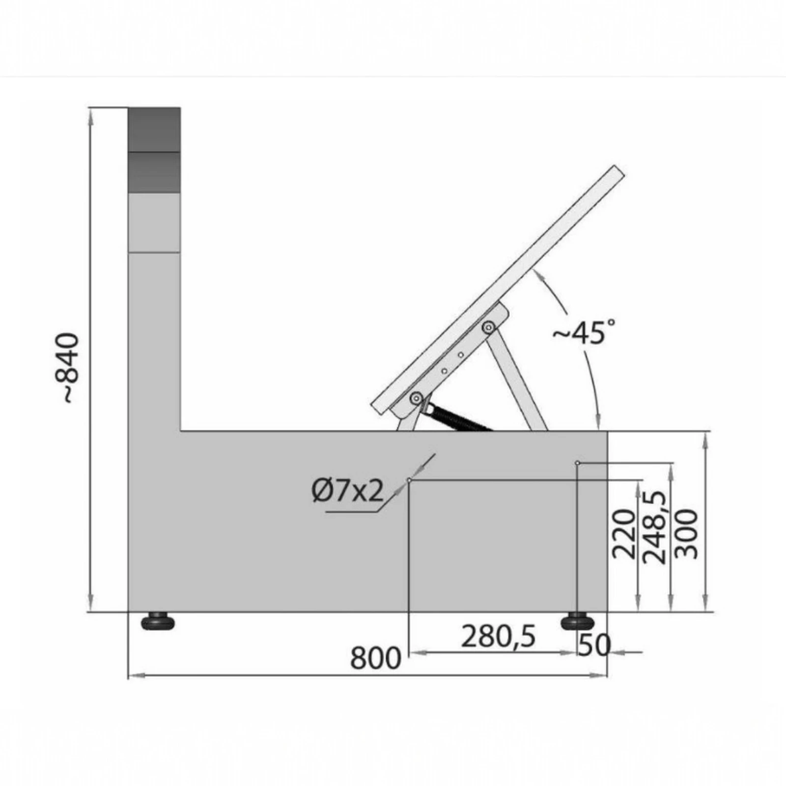 Mecanism VG tip foarfecă cu arc elicoidal pentru ridicare șezut  45° [4]