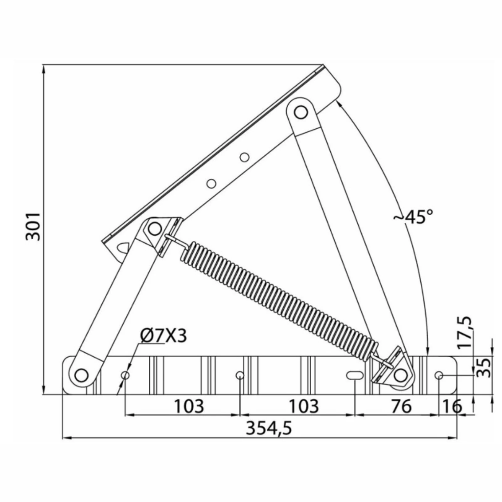 Mecanism VG tip foarfecă cu arc elicoidal pentru ridicare șezut  45° [3]