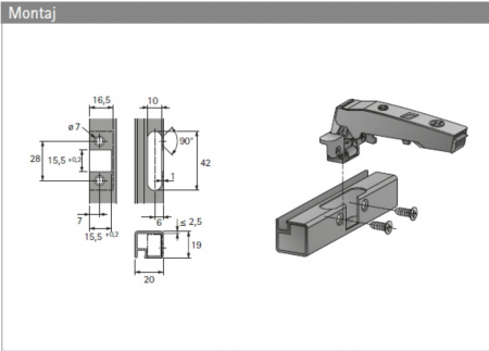 Balamale Sensys cu amortizor (Plăcuță Cruce excentric) pentru Rame de aluminiu [2]