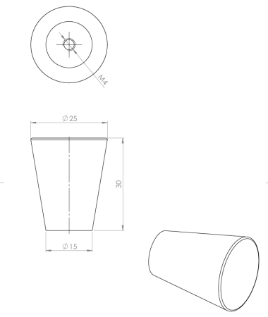 Buton lemn Taper  Ø 25 mm [1]