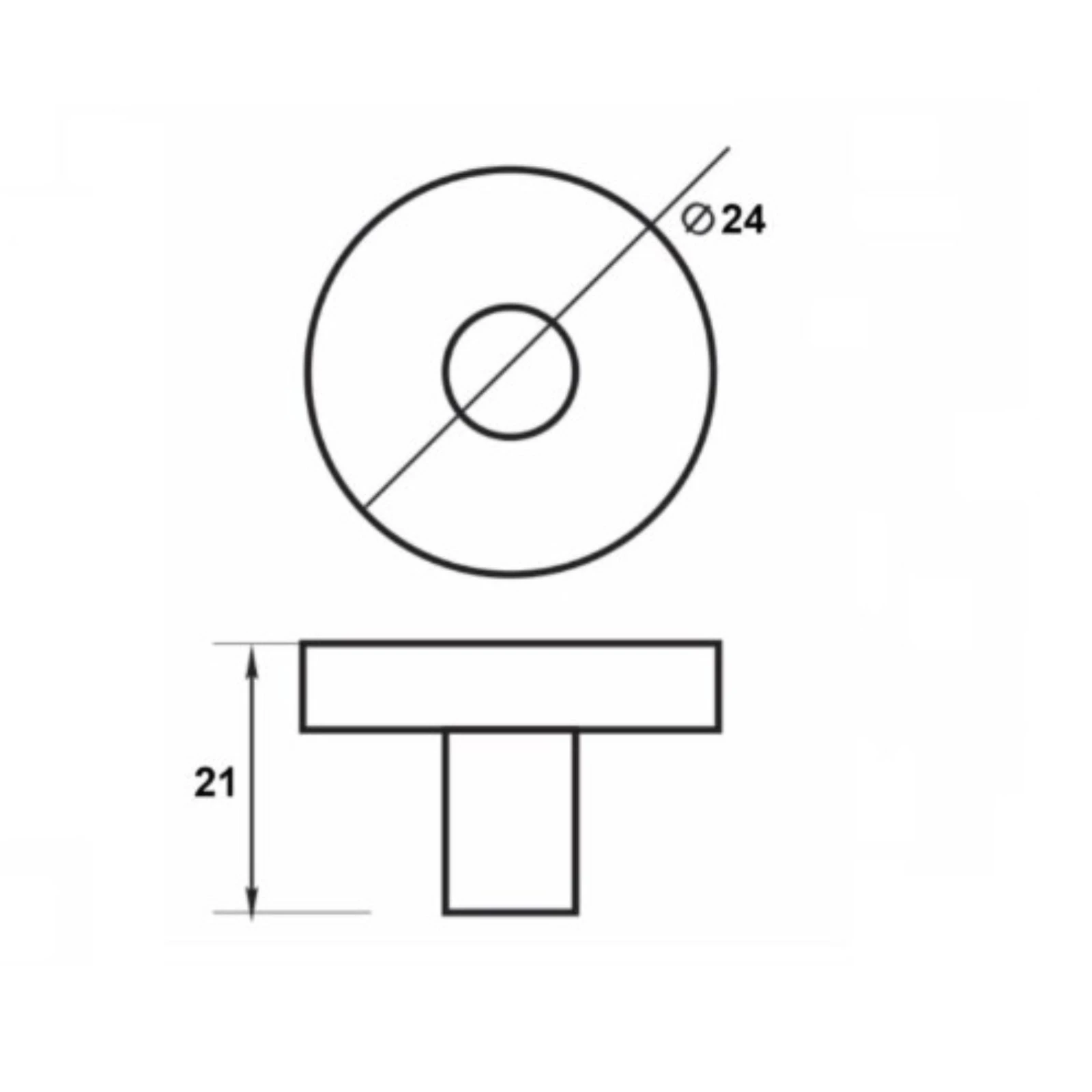 Manere si Butoni pentru mobilă - Buton mobilier rotund Ø24 mm, cap plat