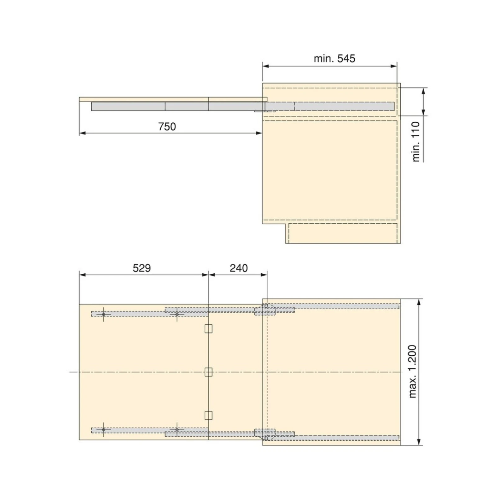 Coktail Reverse H35 – Sistem pentru masă extractibilă pliabilă, integrată în mobilier [6]