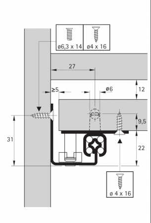 Glisieră raft extensibil cu blocator Quadro 25 [1]