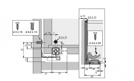 Glisiere soft close Quadro Q25 extragere Parțială, marca Hettich [2]